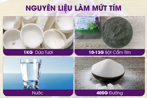 cách làm mứt dừa bột cẩm tím 